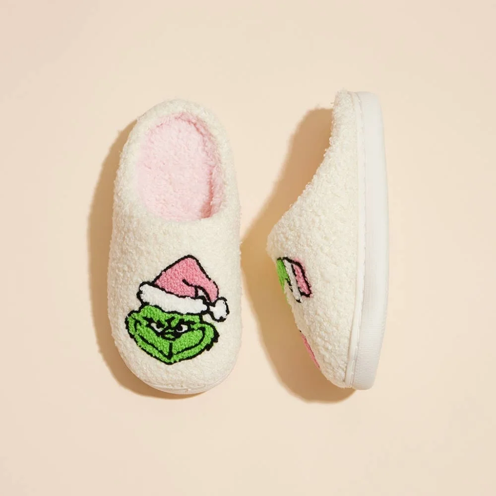 Kids Christmas Grinch Slippers